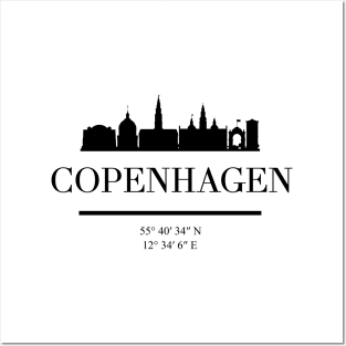 COPENHAGEN DENMARK BLACK SILHOUETTE SKYLINE ART Posters and Art